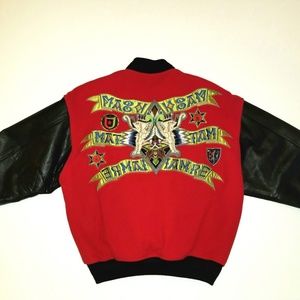 Kansai Yamamoto Embroidered Bomber Jacket w/ Leath